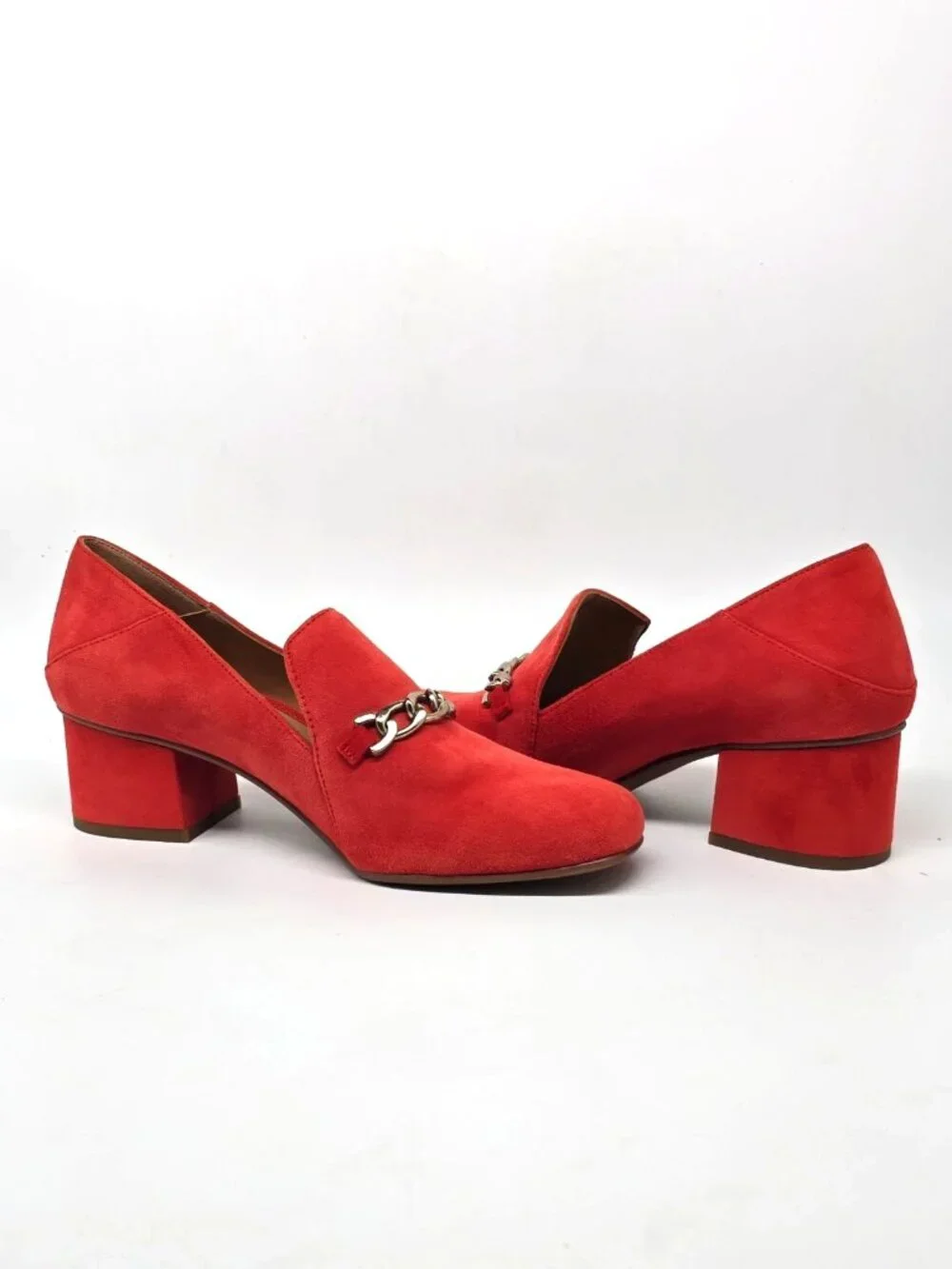 Franco Sarto Layola Slip-on Loafer Red Suede Heels Casual Shoes Women's Size 7M
